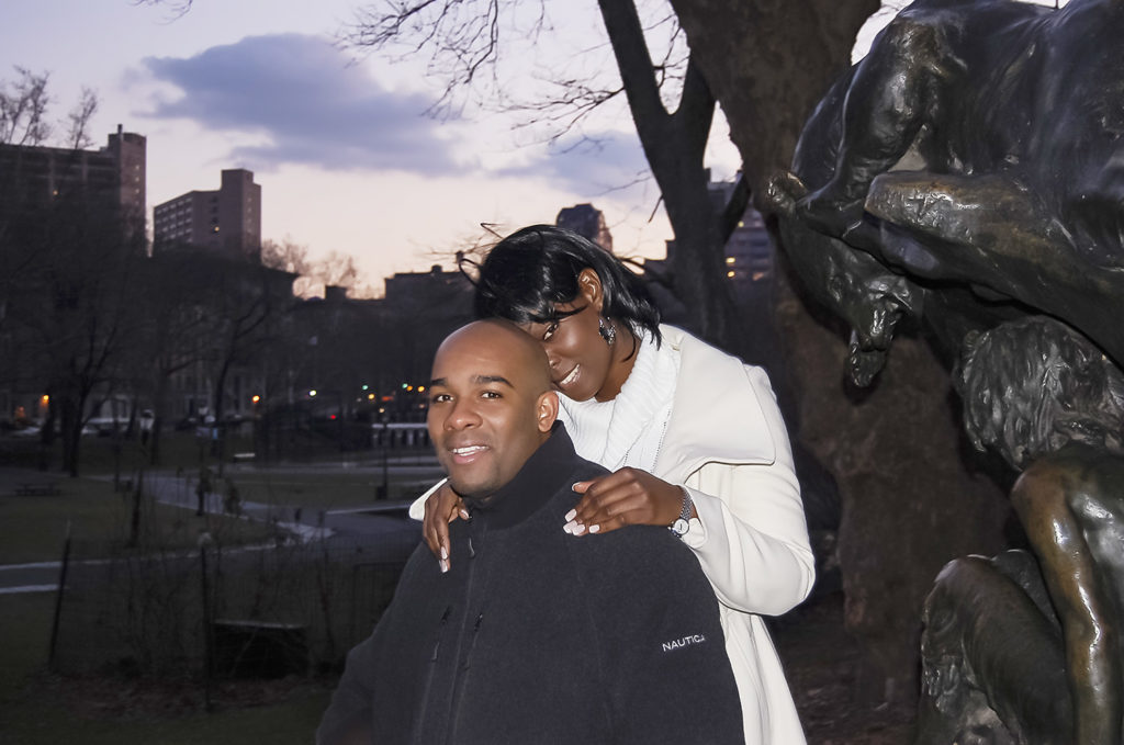 Twilight skies line, morningside Park engagement Photo Shoot